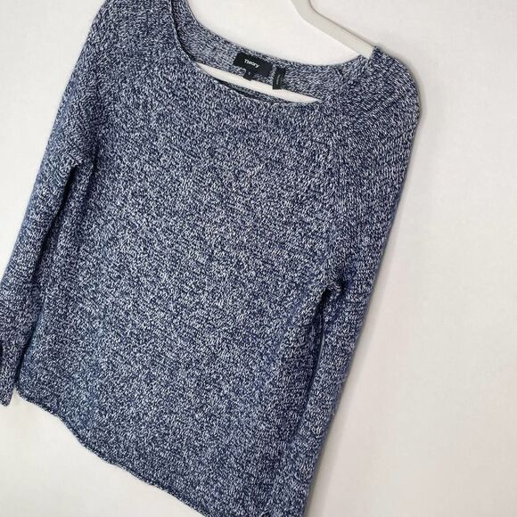 Theory Blue Speckled Knit Wide Neck Sweater Cashmere Linen sz. S #QQ - Picture 3 of 9